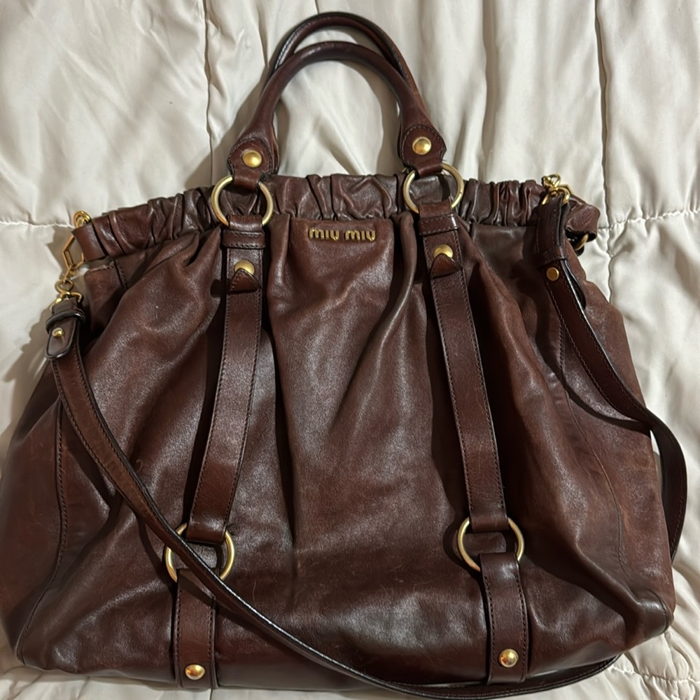 Extra Large Miu Miu Brown Leather Satchel